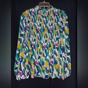 Jodifl Multi-color silk ruched top. Size M